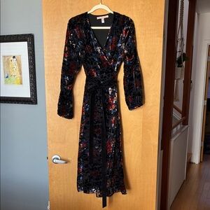 Hutch Black and Red Floral Long Sleeve Dress